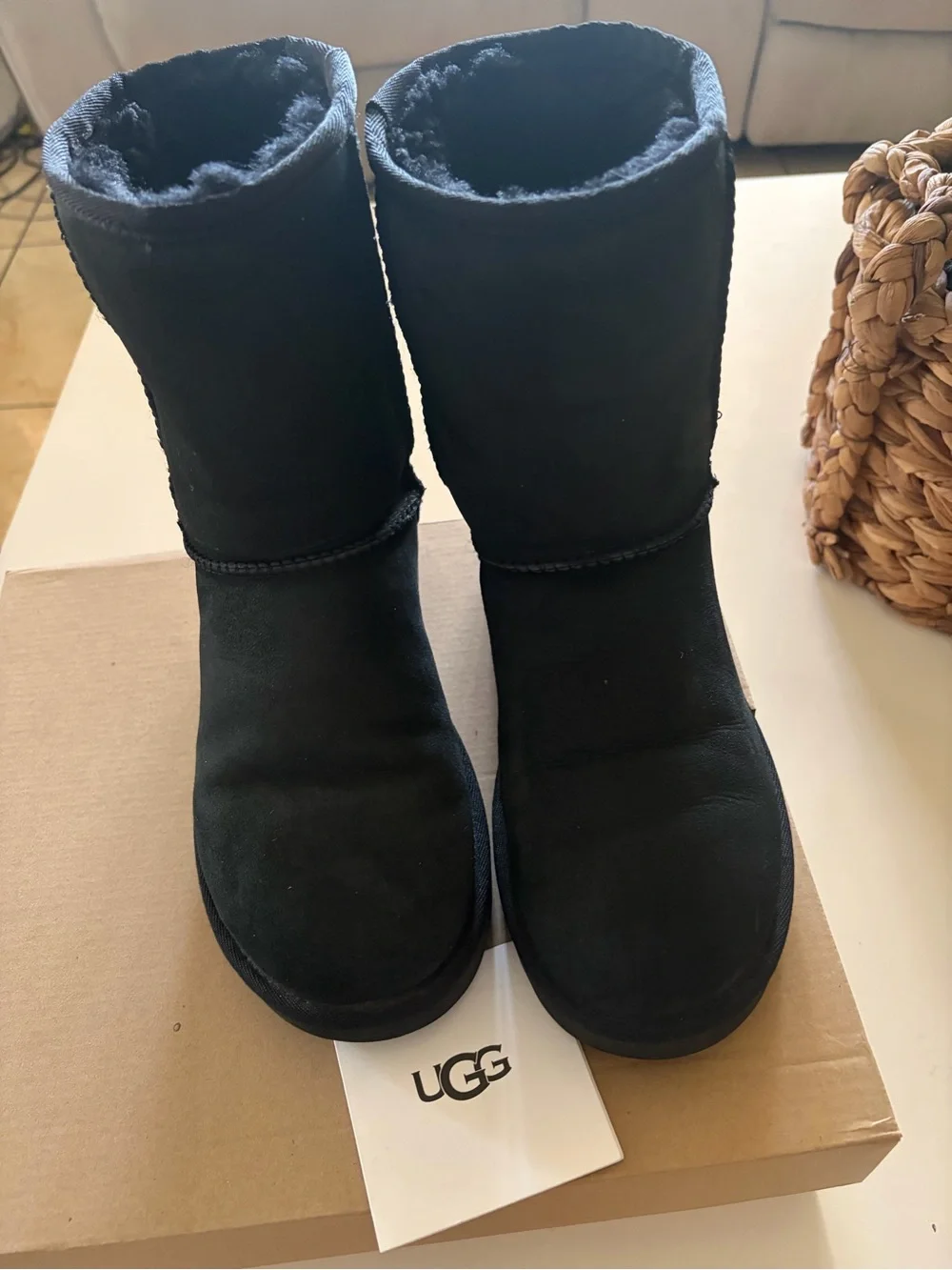 UGG Classic Short Black Suede Winter Boots - Women's